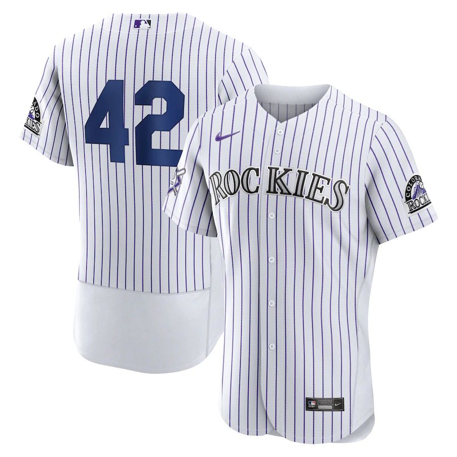 Men Colorado Rockies #42 Jackie Robinson Nike White Authentic Player MLB Jersey